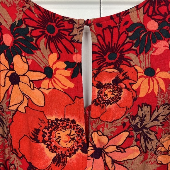 Free People Womens Dress XS Red Orange Sleeveless Pullover Flare Skirt Vibrant - Picture 8 of 12